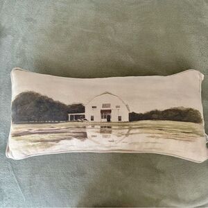 Ashland Barn Farmhouse Watercolor Lumbar Pillow 25 Inch NWT